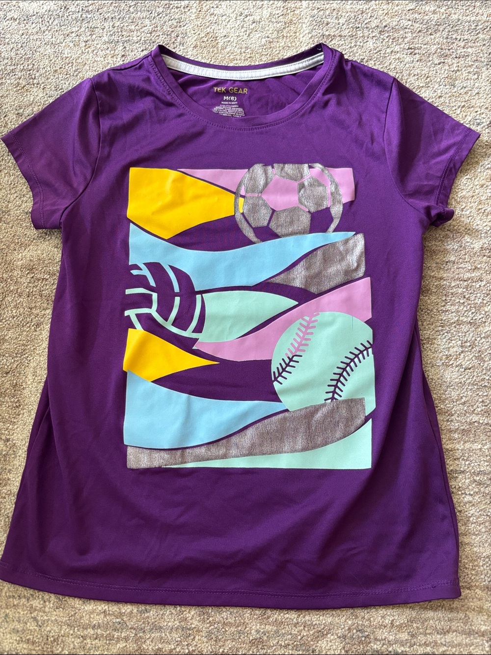 tek gear Purple Short-Sleeve Athletic Tee with Colorful Sports Graphic